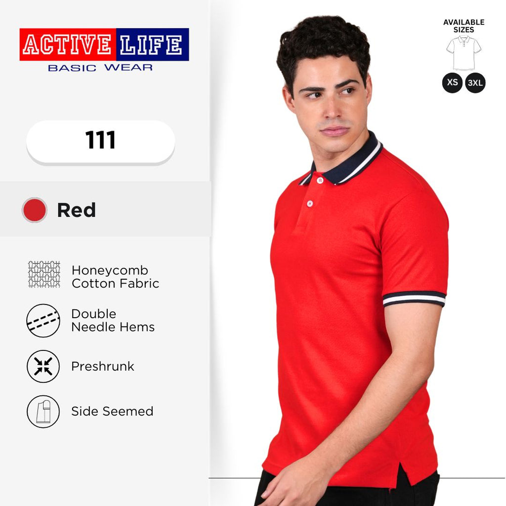 Active Life Striped Polo Shirt Unisex Casual Collared Cotton Tee