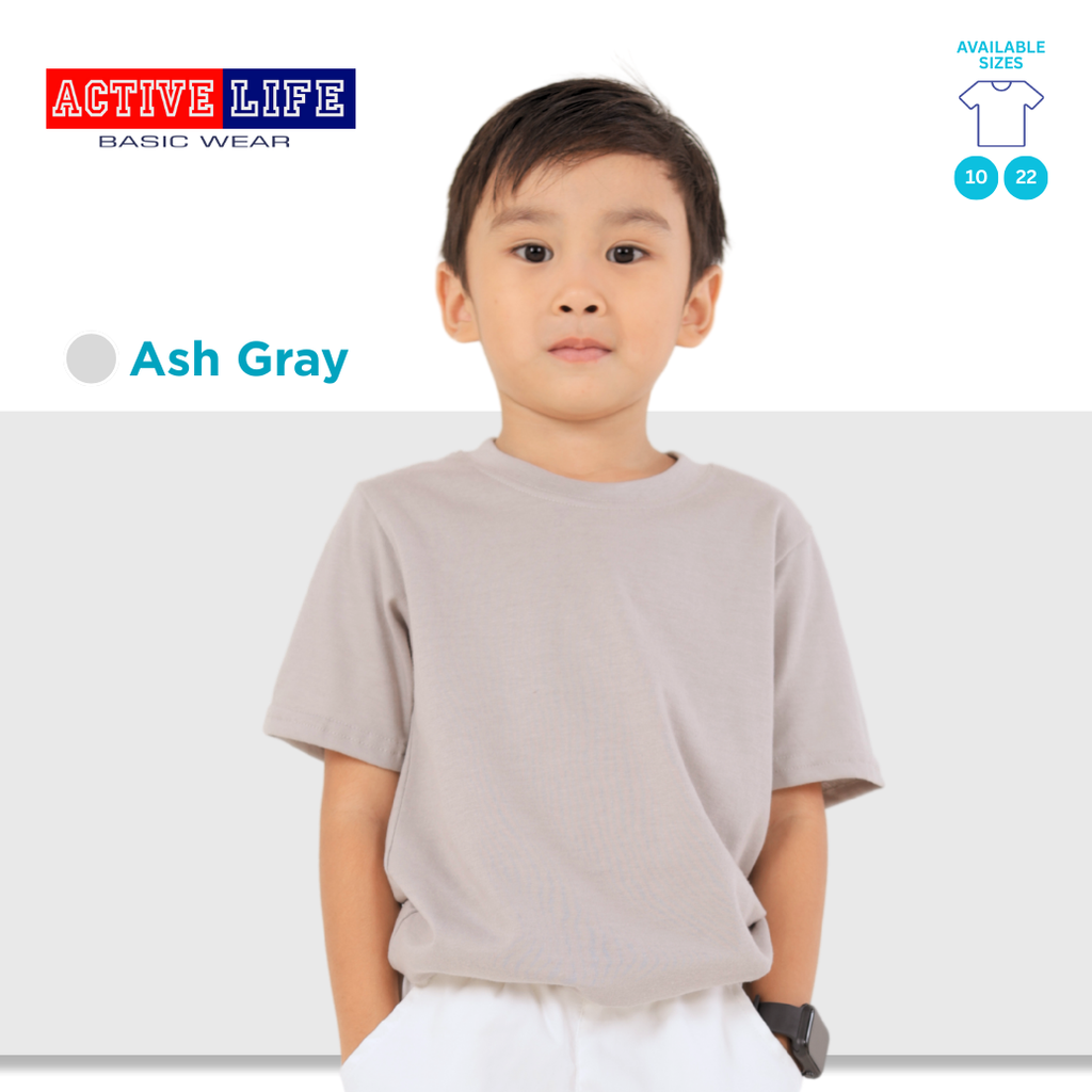 Active Life Kids Round Neck Shirt (White, Ash Gray, Stone Gray, Smoke Gray, and Black) Affordable Plain Kids T-Shirt | Soft and Comfortable Shirt for Boys and Girls
