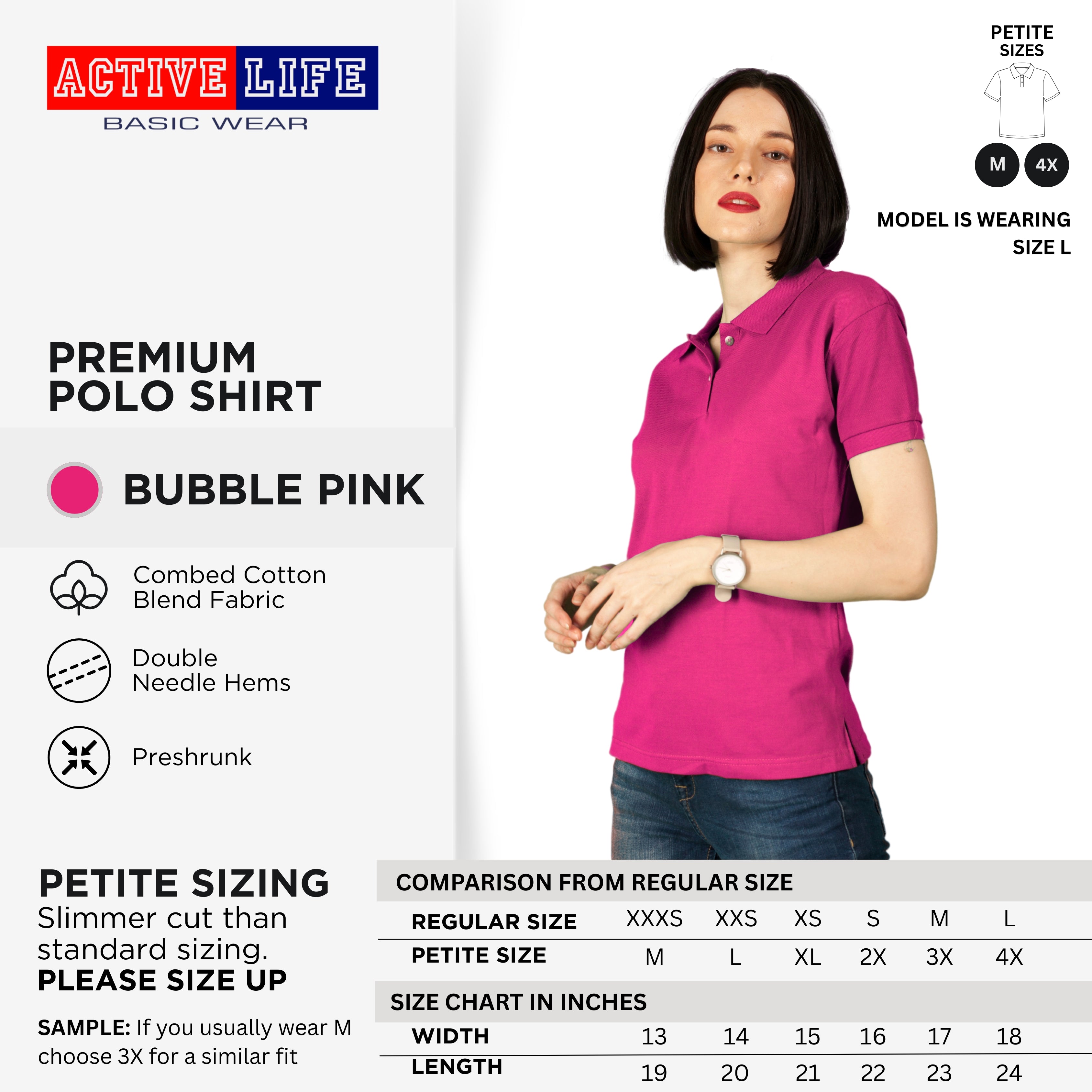 Active Life Ladies Petite Fit Honeycomb Polo Shirt Yellow & Red Series