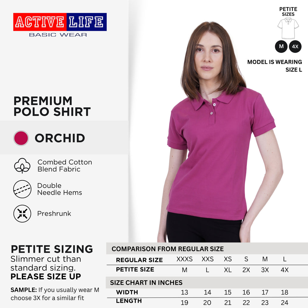 Active Life Ladies Petite Fit Honeycomb Polo Shirt Yellow & Red Series