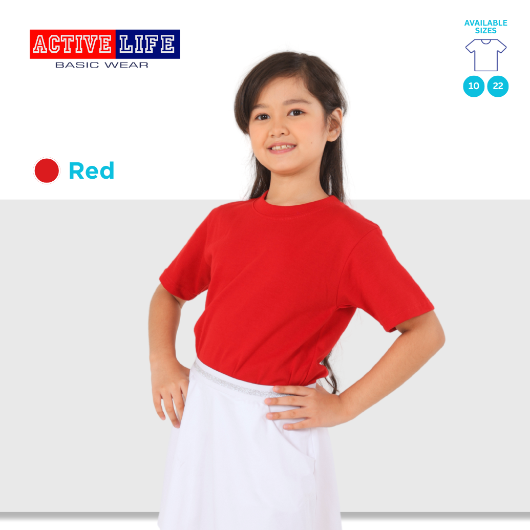 Active Life Kids Round Neck Shirt 11 Colors (Lt. Pink, Coral, Hawaiian, Crimson, Salmon, and more) Affordable Plain Kids T-Shirt | Soft and Comfortable Shirt for Boys and Girls