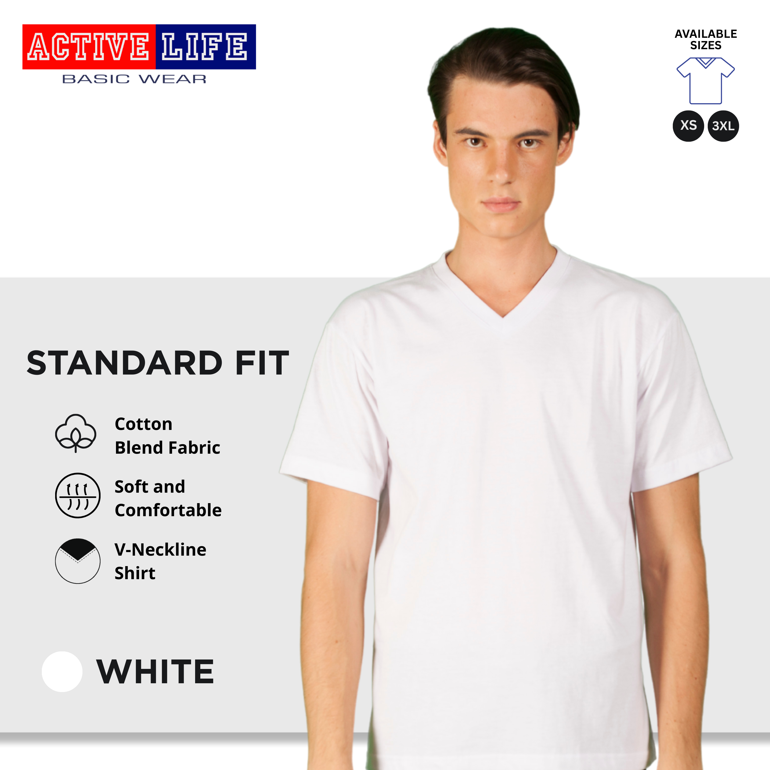Active Life V-neck Basic Shirts 9 Colors (Black, White, Choco, Mocca, and more)