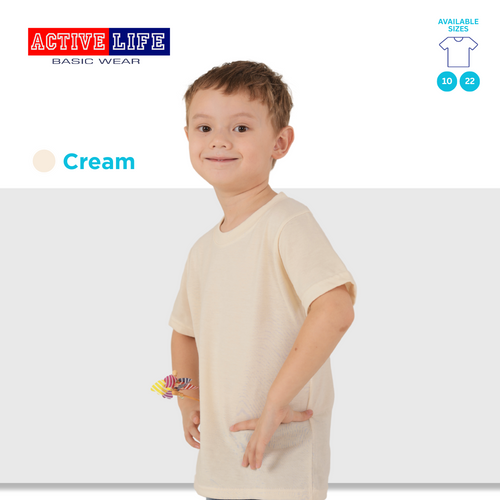 Active Life Kids Round Neck Shirt 10 Colors (Cream, Mocca, Pecan, Choco,Banana, Corn, Gold, and more) Affordable Plain Kids T-Shirt | Soft and Comfortable Shirt for Boys and Girls