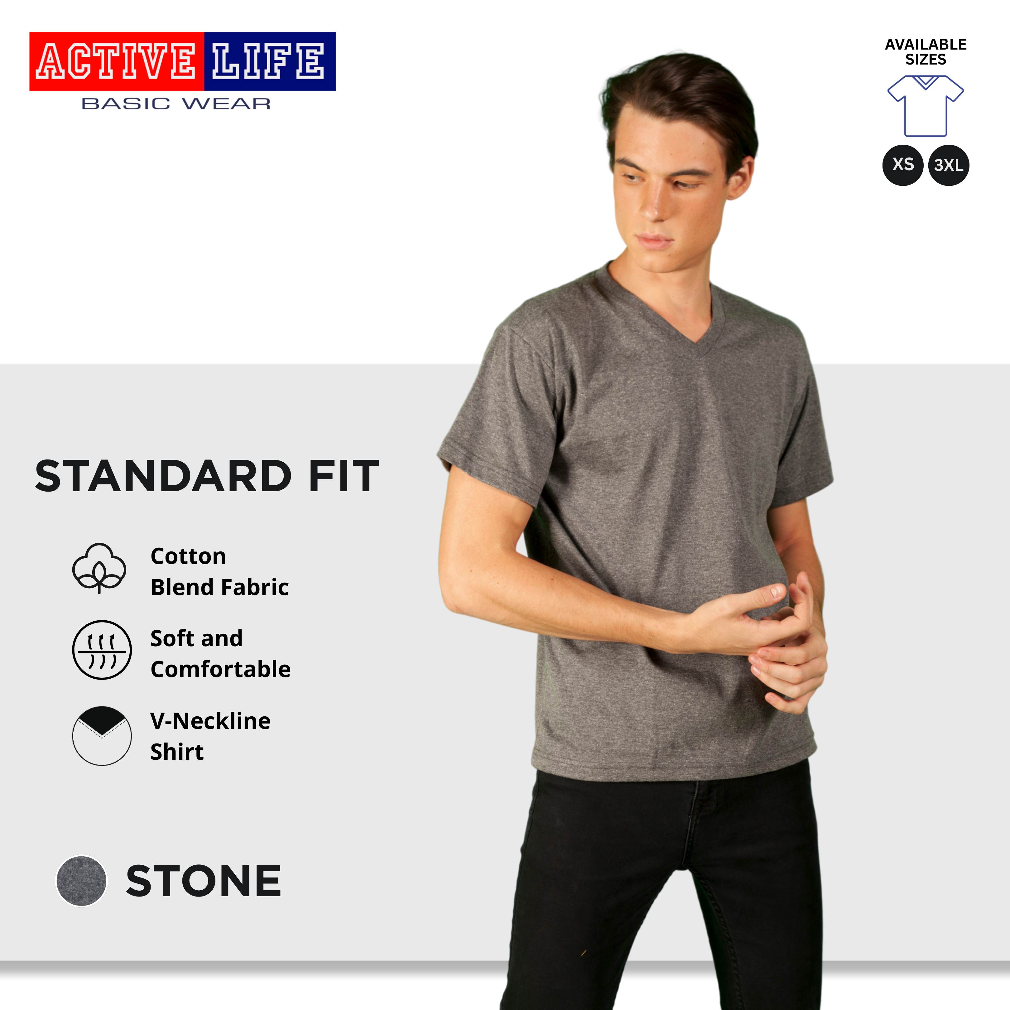 Active Life V-neck Basic Shirts 9 Colors (Black, White, Choco, Mocca, and more)