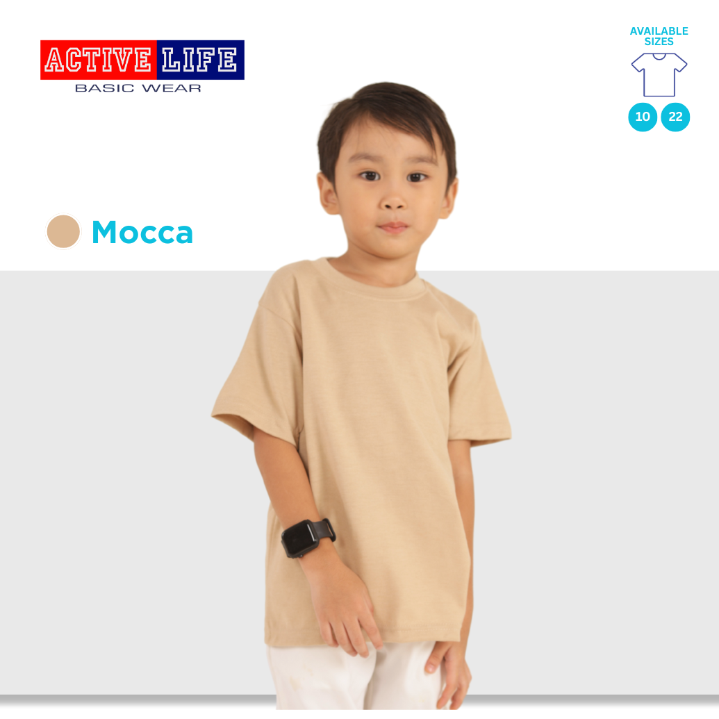 Active Life Kids Round Neck Shirt 10 Colors (Cream, Mocca, Pecan, Choco,Banana, Corn, Gold, and more) Affordable Plain Kids T-Shirt | Soft and Comfortable Shirt for Boys and Girls
