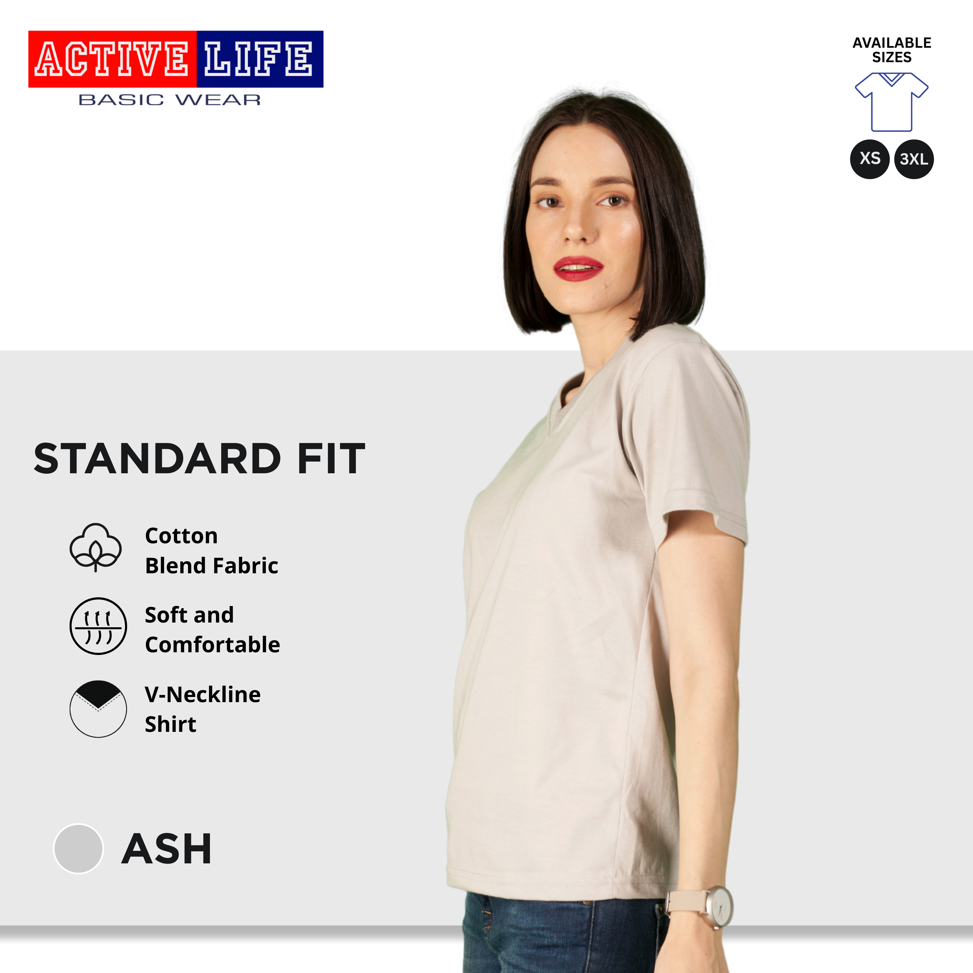 Active Life V-neck Basic Shirts 9 Colors (Black, White, Choco, Mocca, and more)