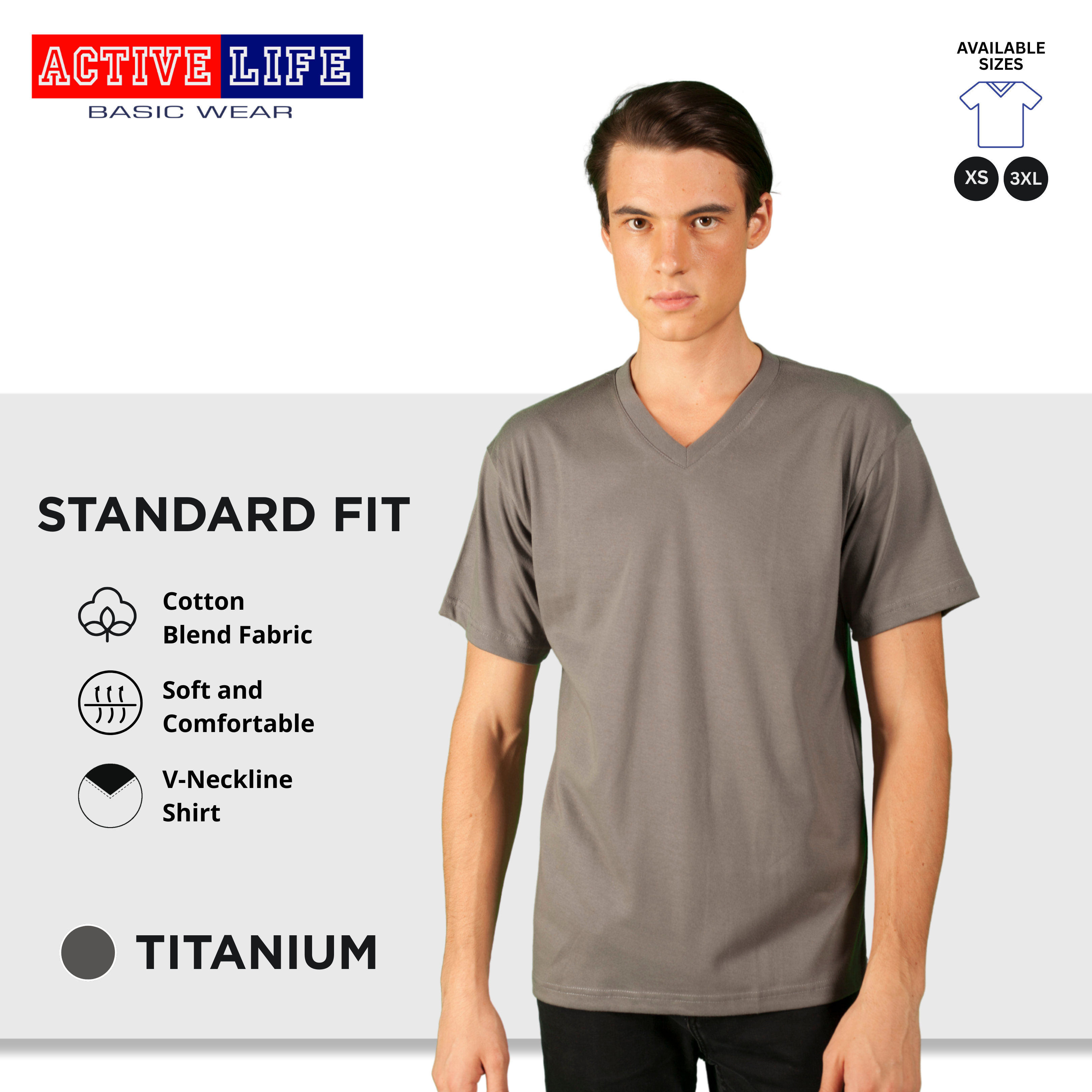 Active Life V-neck Basic Shirts 9 Colors (Black, White, Choco, Mocca, and more)