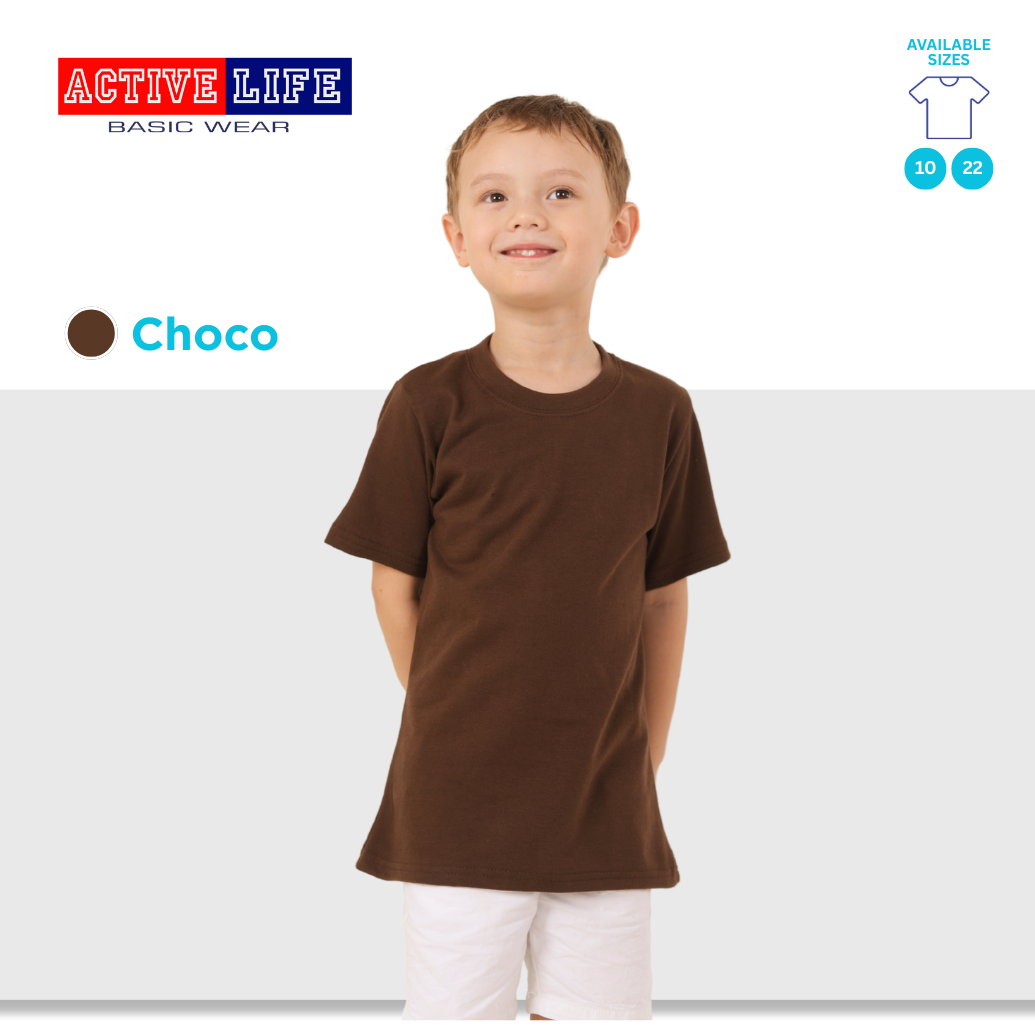 Active Life Kids Round Neck Shirt 10 Colors (Cream, Mocca, Pecan, Choco,Banana, Corn, Gold, and more) Affordable Plain Kids T-Shirt | Soft and Comfortable Shirt for Boys and Girls