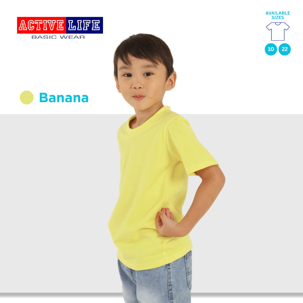 Active Life Kids Round Neck Shirt 10 Colors (Cream, Mocca, Pecan, Choco,Banana, Corn, Gold, and more) Affordable Plain Kids T-Shirt | Soft and Comfortable Shirt for Boys and Girls