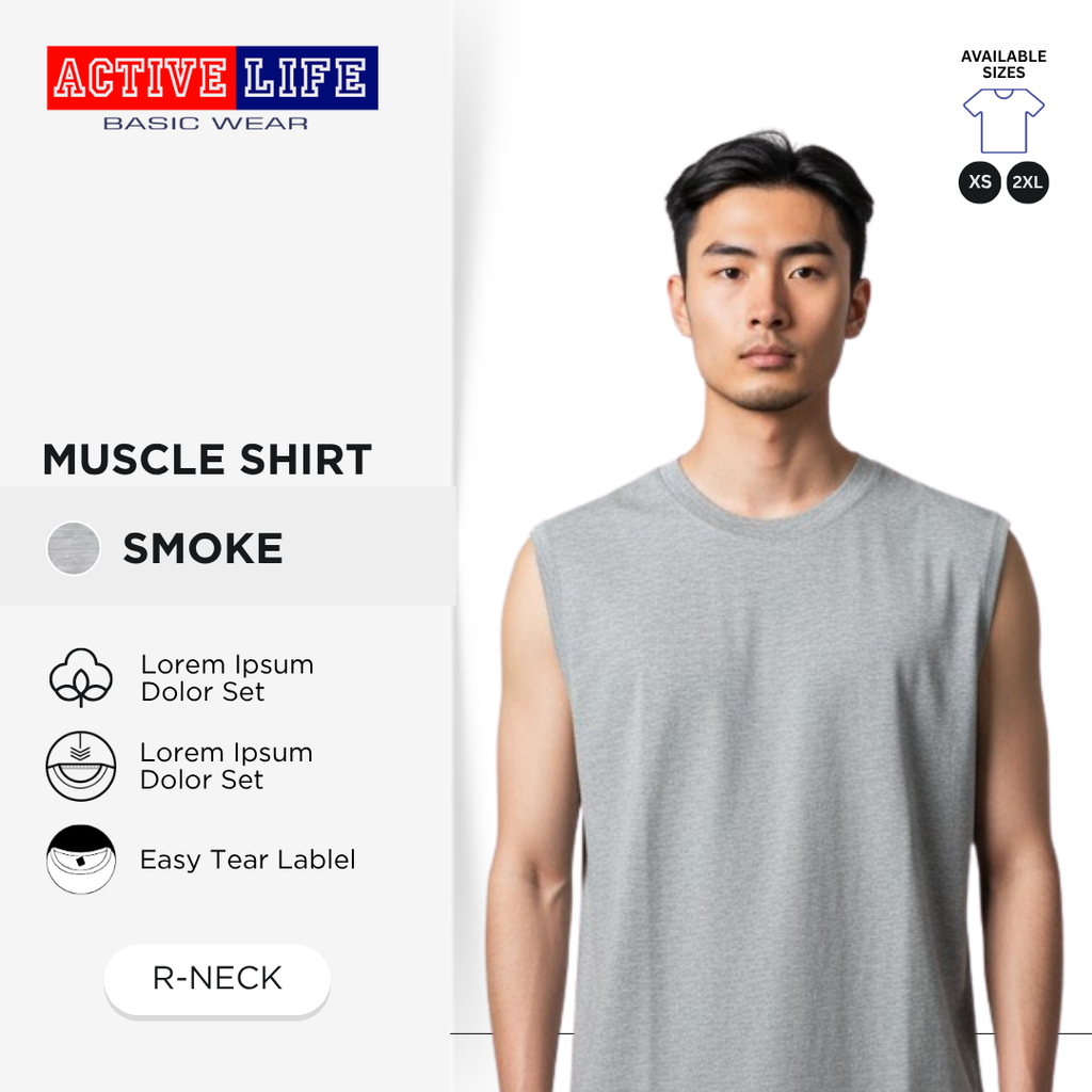 Active Life Muscle Shirt Sleeveless Round Neck Plain Cotton Gym Tank Top