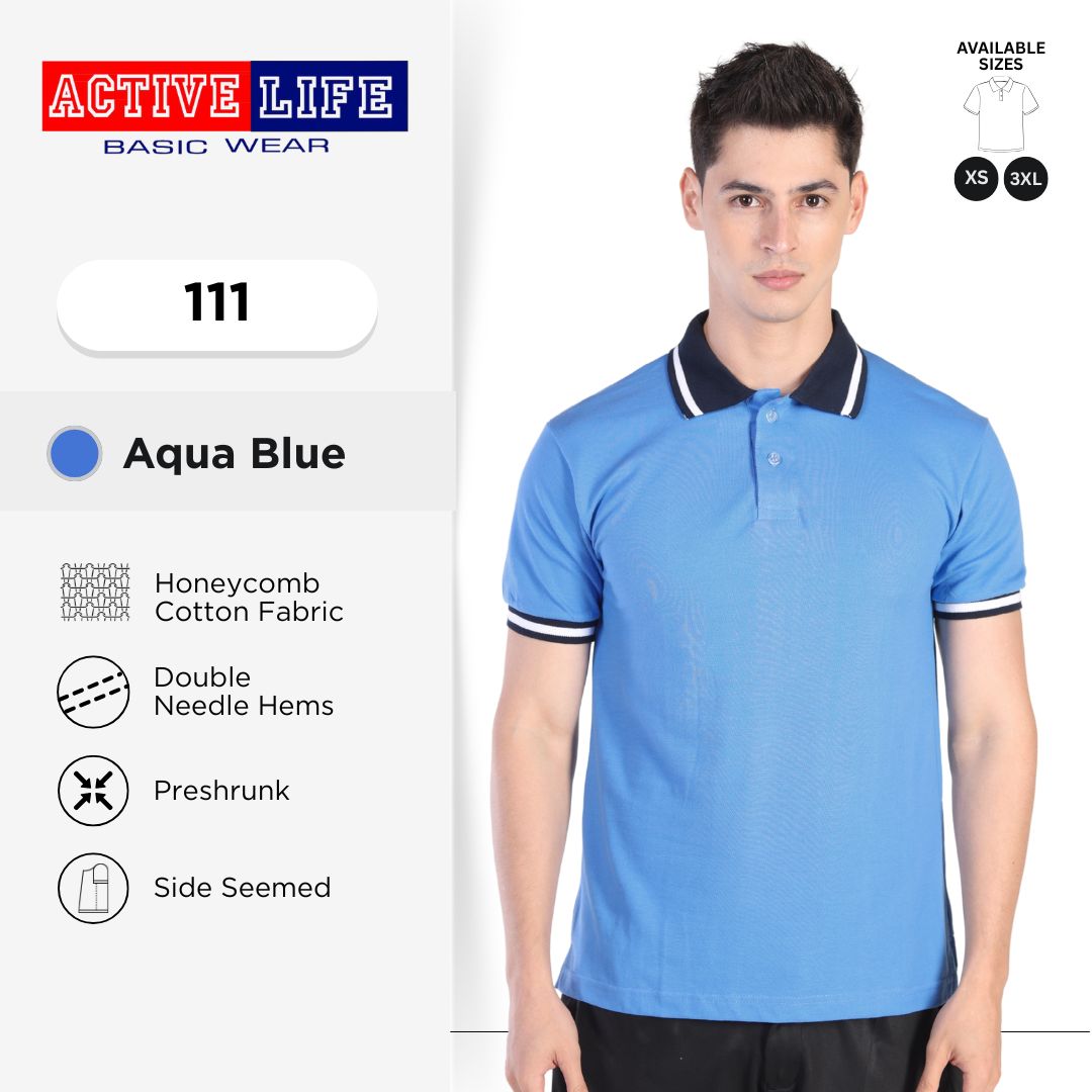 Active Life Striped Polo Shirt Unisex Casual Collared Cotton Tee