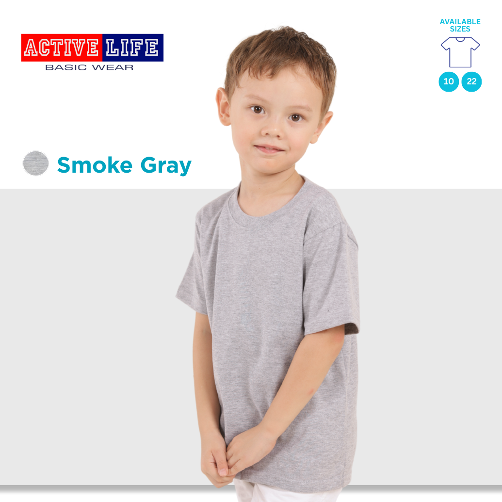 Active Life Kids Round Neck Shirt (White, Ash Gray, Stone Gray, Smoke Gray, and Black) Affordable Plain Kids T-Shirt | Soft and Comfortable Shirt for Boys and Girls