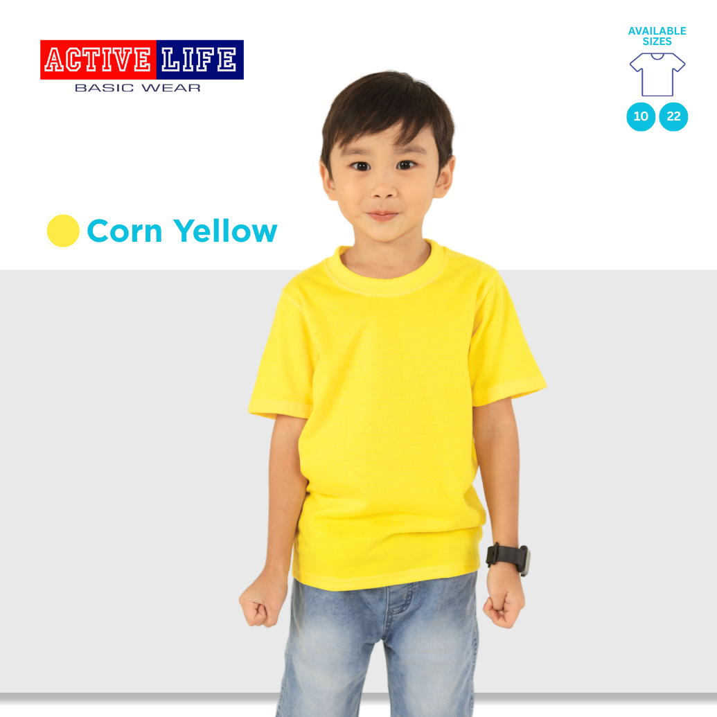 Active Life Kids Round Neck Shirt 10 Colors (Cream, Mocca, Pecan, Choco,Banana, Corn, Gold, and more) Affordable Plain Kids T-Shirt | Soft and Comfortable Shirt for Boys and Girls