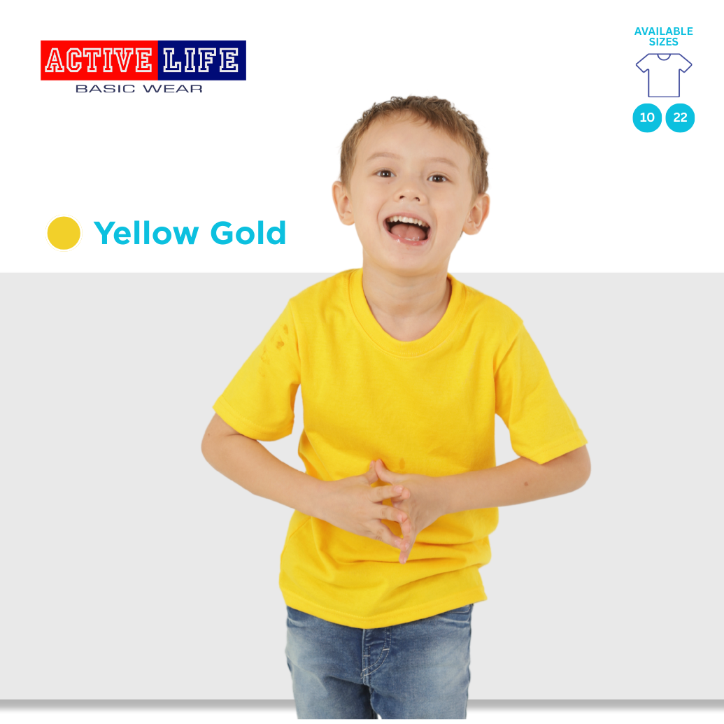 Active Life Kids Round Neck Shirt 10 Colors (Cream, Mocca, Pecan, Choco,Banana, Corn, Gold, and more) Affordable Plain Kids T-Shirt | Soft and Comfortable Shirt for Boys and Girls