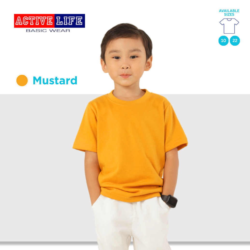 Active Life Kids Round Neck Shirt 10 Colors (Cream, Mocca, Pecan, Choco,Banana, Corn, Gold, and more) Affordable Plain Kids T-Shirt | Soft and Comfortable Shirt for Boys and Girls