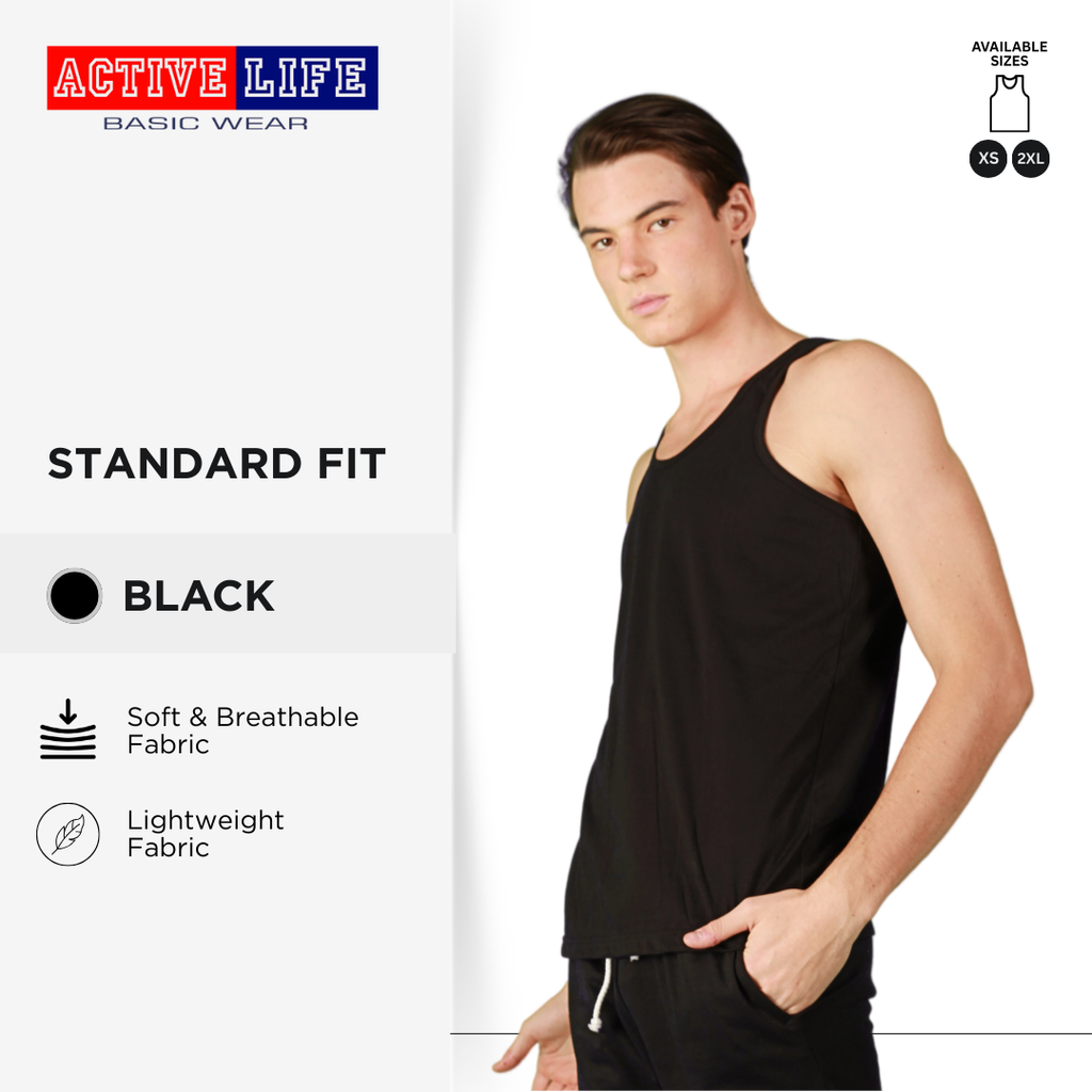 Active Life Premium Cotton Sando For Men in 5 Colors XS-2XL Menswear Soft Fabric Sleeveless Casual Tops