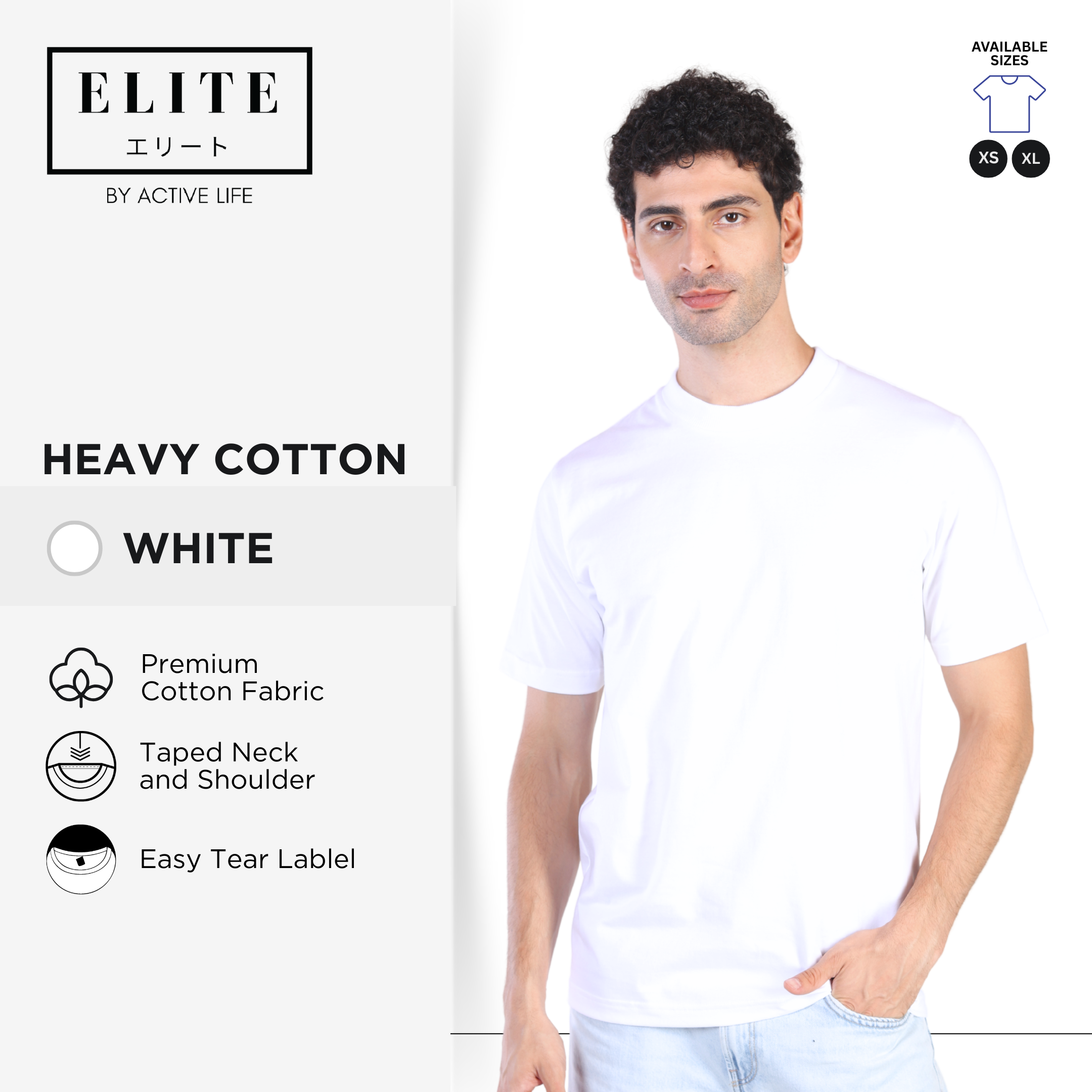 Elite Heavy Cotton Loose Fit Ribbed Neck Unisex Thick T-Shirt Streetwear Tee