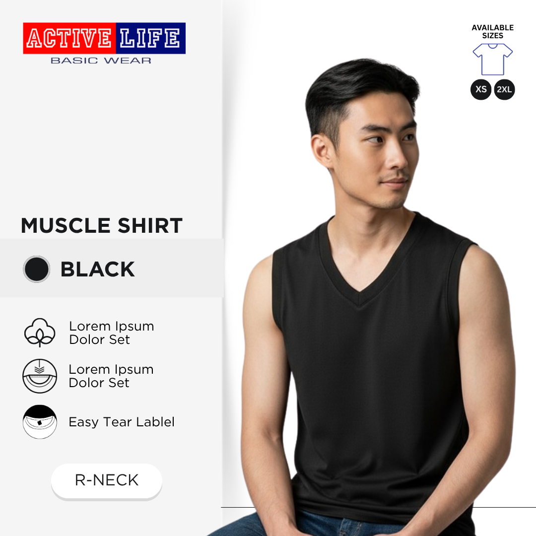 Active Life Muscle Shirt Sleeveless V Neck Plain Cotton Gym Tank Top