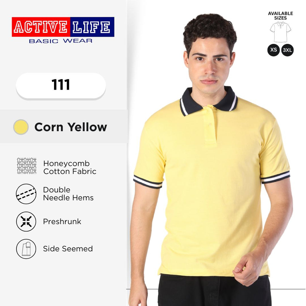 Active Life Striped Polo Shirt Unisex Casual Collared Cotton Tee