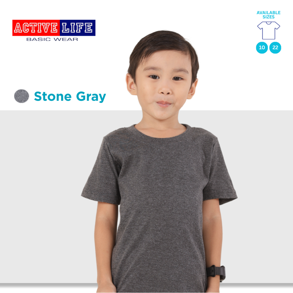 Active Life Kids Round Neck Shirt (White, Ash Gray, Stone Gray, Smoke Gray, and Black) Affordable Plain Kids T-Shirt | Soft and Comfortable Shirt for Boys and Girls