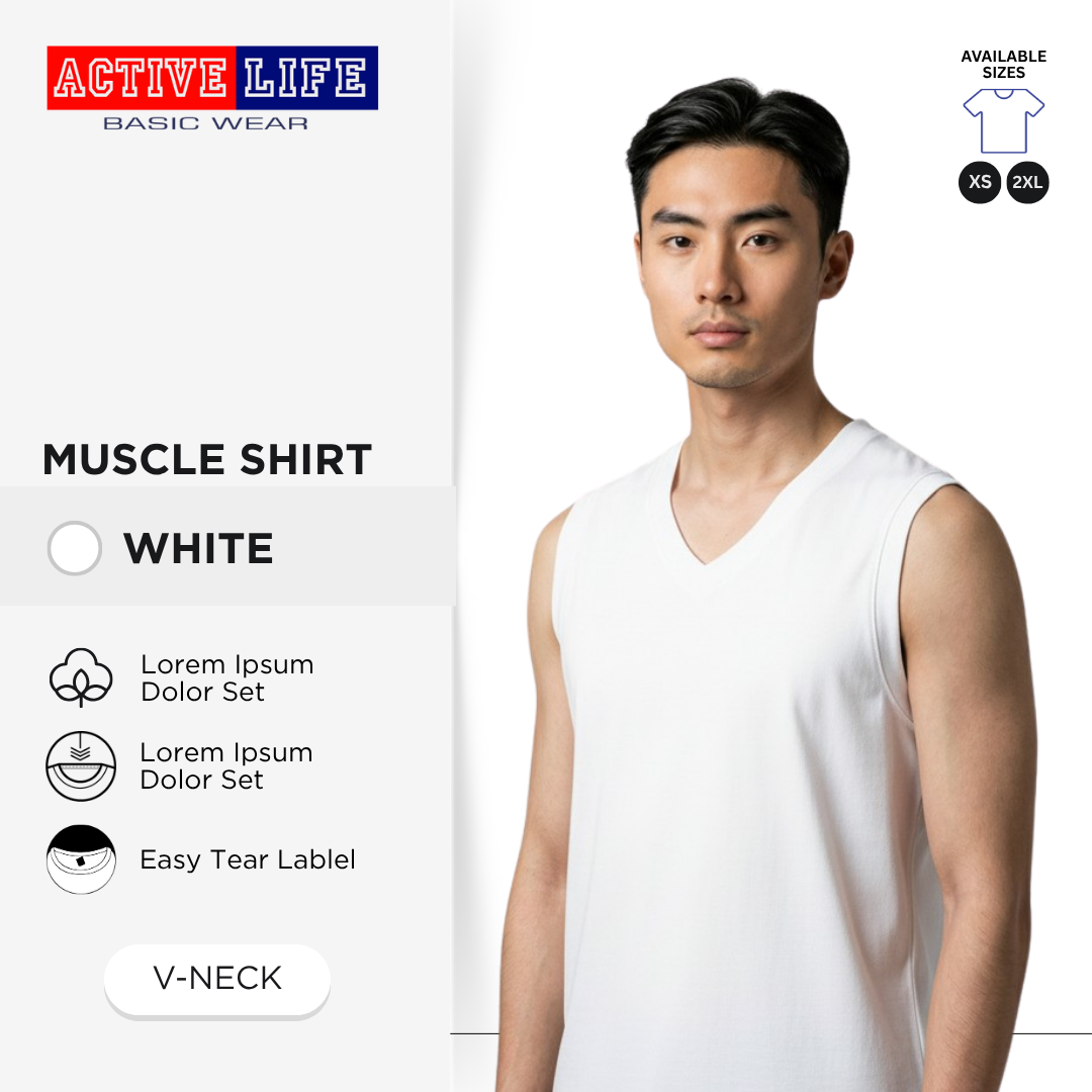 Active Life Muscle Shirt Sleeveless V Neck Plain Cotton Gym Tank Top