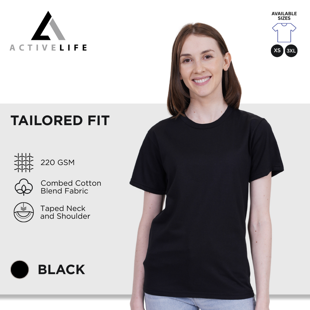 Active Life Black Label Round Neck Shirt Comfortable Basic Fashion High Quality Plain Shirt Top for Men, Women and Plus Size