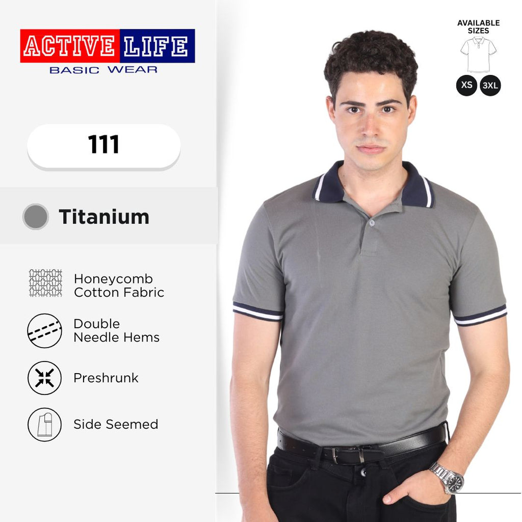 Active Life Striped Polo Shirt Unisex Casual Collared Cotton Tee
