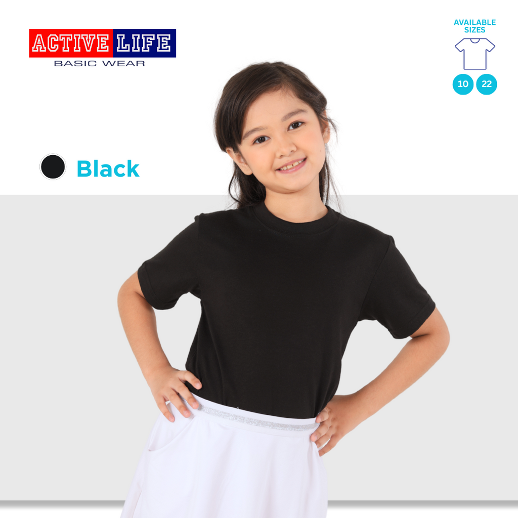 Active Life Kids Round Neck Shirt (White, Ash Gray, Stone Gray, Smoke Gray, and Black) Affordable Plain Kids T-Shirt | Soft and Comfortable Shirt for Boys and Girls