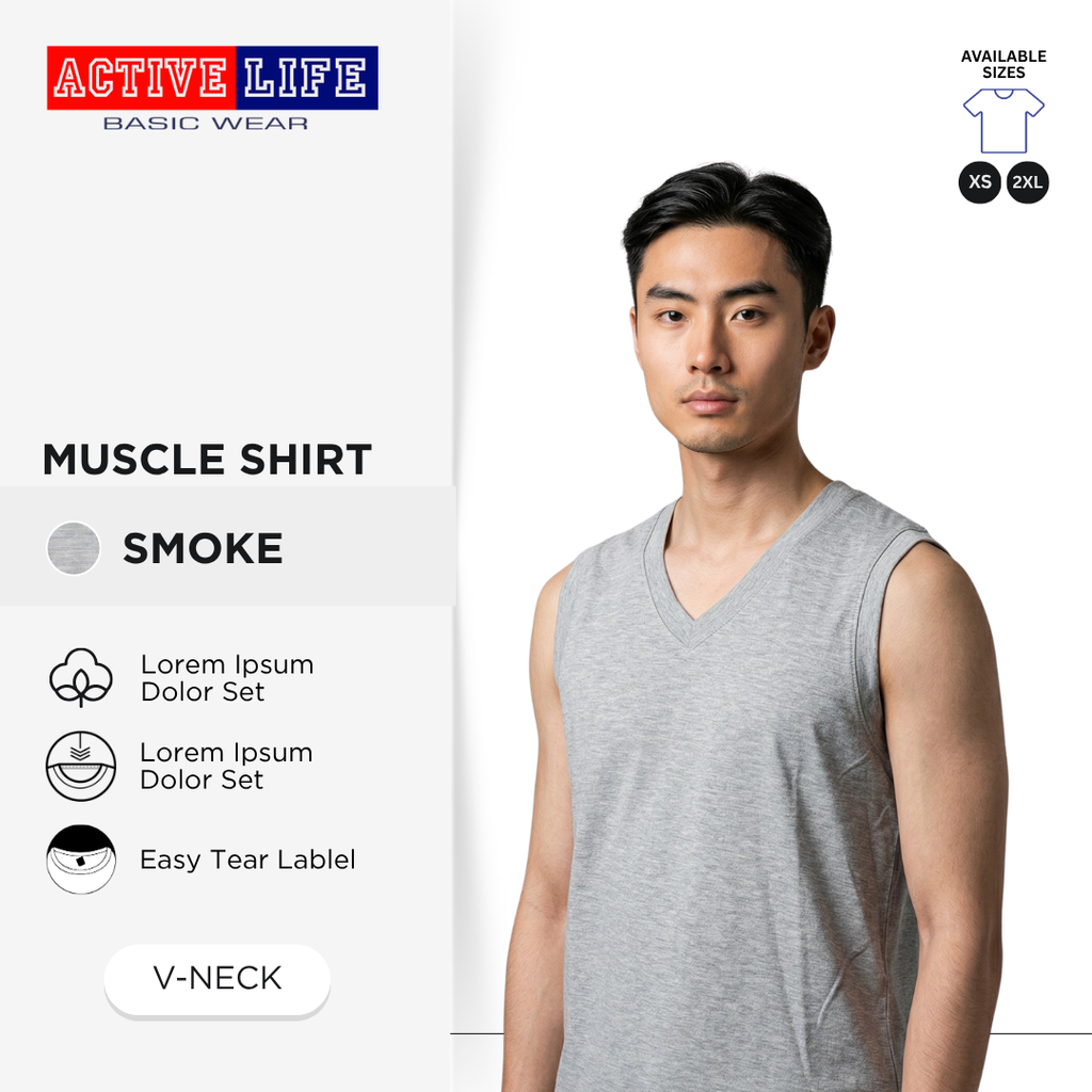 Active Life Muscle Shirt Sleeveless V Neck Plain Cotton Gym Tank Top