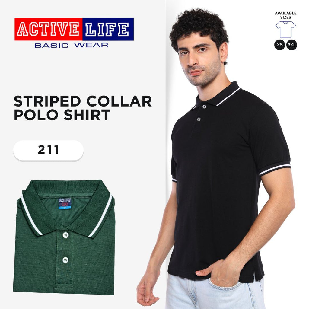 Active Life Striped Polo Shirt Unisex Casual Collared Cotton Tee