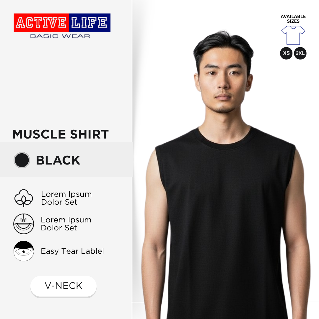Active Life Muscle Shirt Sleeveless Round Neck Plain Cotton Gym Tank Top