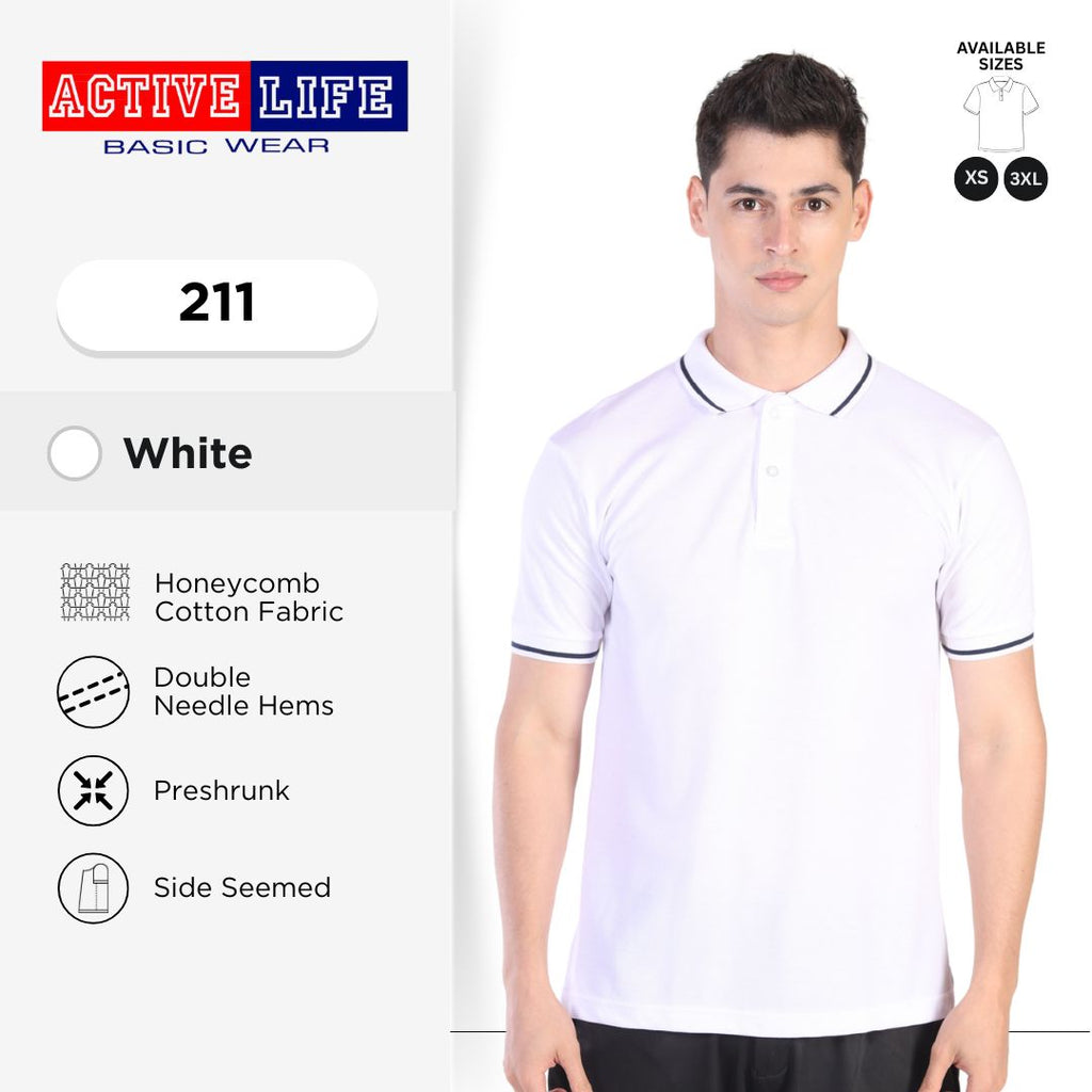 Active Life Striped Polo Shirt Unisex Casual Collared Cotton Tee