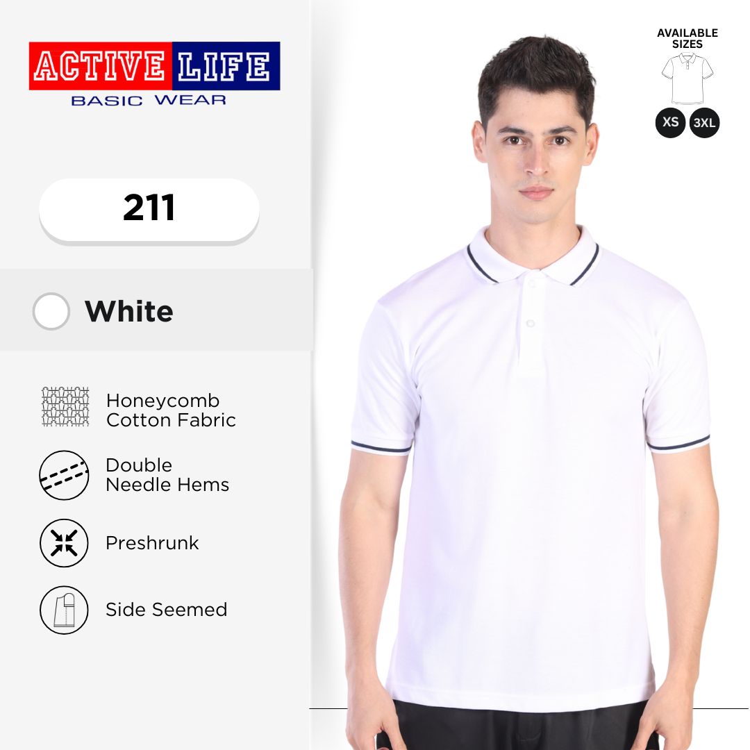 Active Life Striped Polo Shirt Unisex Casual Collared Cotton Tee