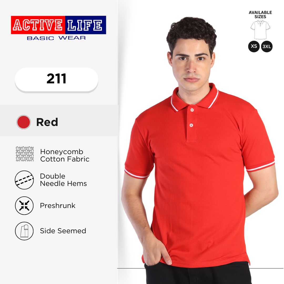 Active Life Striped Polo Shirt Unisex Casual Collared Cotton Tee