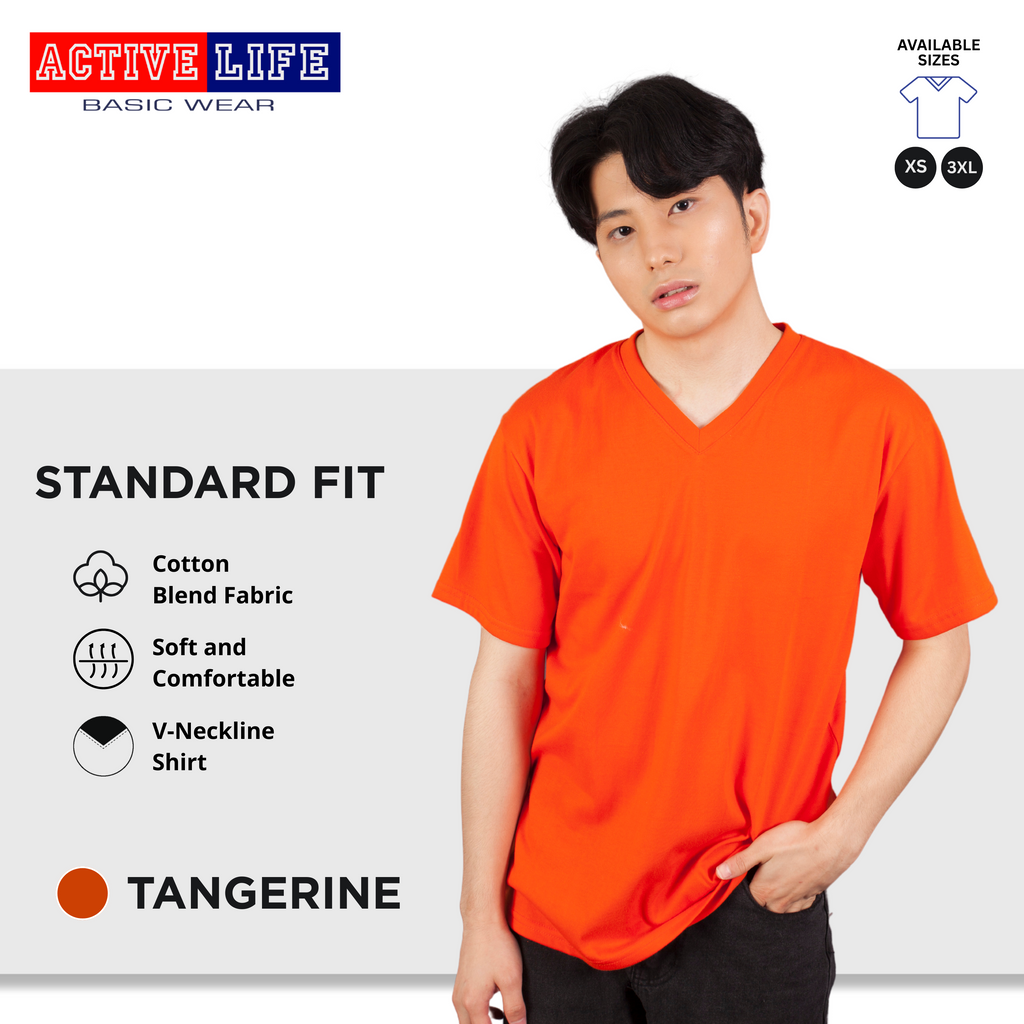 Active Life V-neck Basic Shirts Comfortable Minimalist Plain V-Neck Shirt Top for Men, Women and Plus Size (Red, Crimson Red, Light Pink, Hawaiian, Fuchsia, and more)