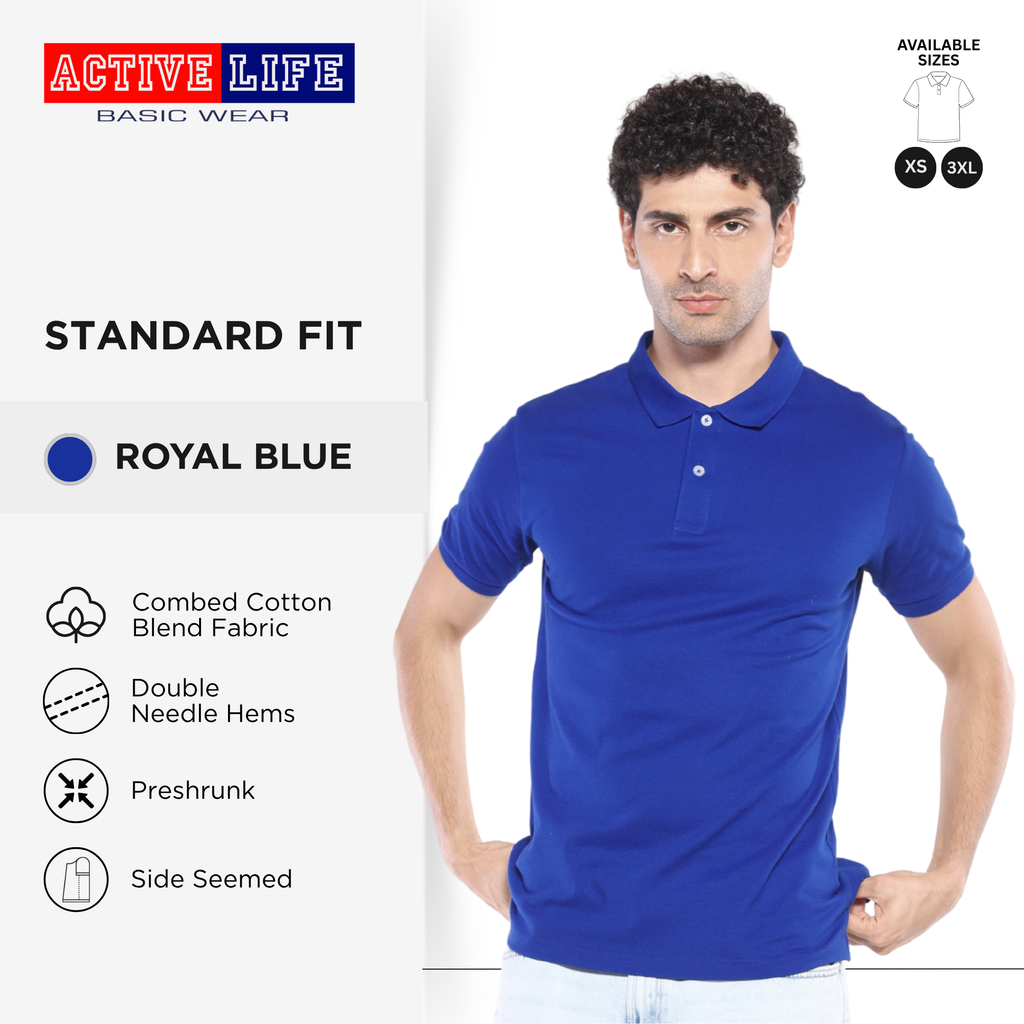 Active Life Unisex Classic Collared Shirt Premium Combed Cotton Shirt XS–3XL | Shades of Blue and Green | Affordable Polo Shirt for Men, Women, Plus-Size and Uniforms