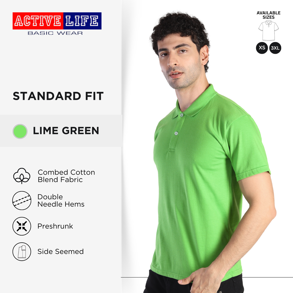 Active Life Unisex Classic Collared Shirt Premium Combed Cotton Shirt XS–3XL | Shades of Blue and Green | Affordable Polo Shirt for Men, Women, Plus-Size and Uniforms