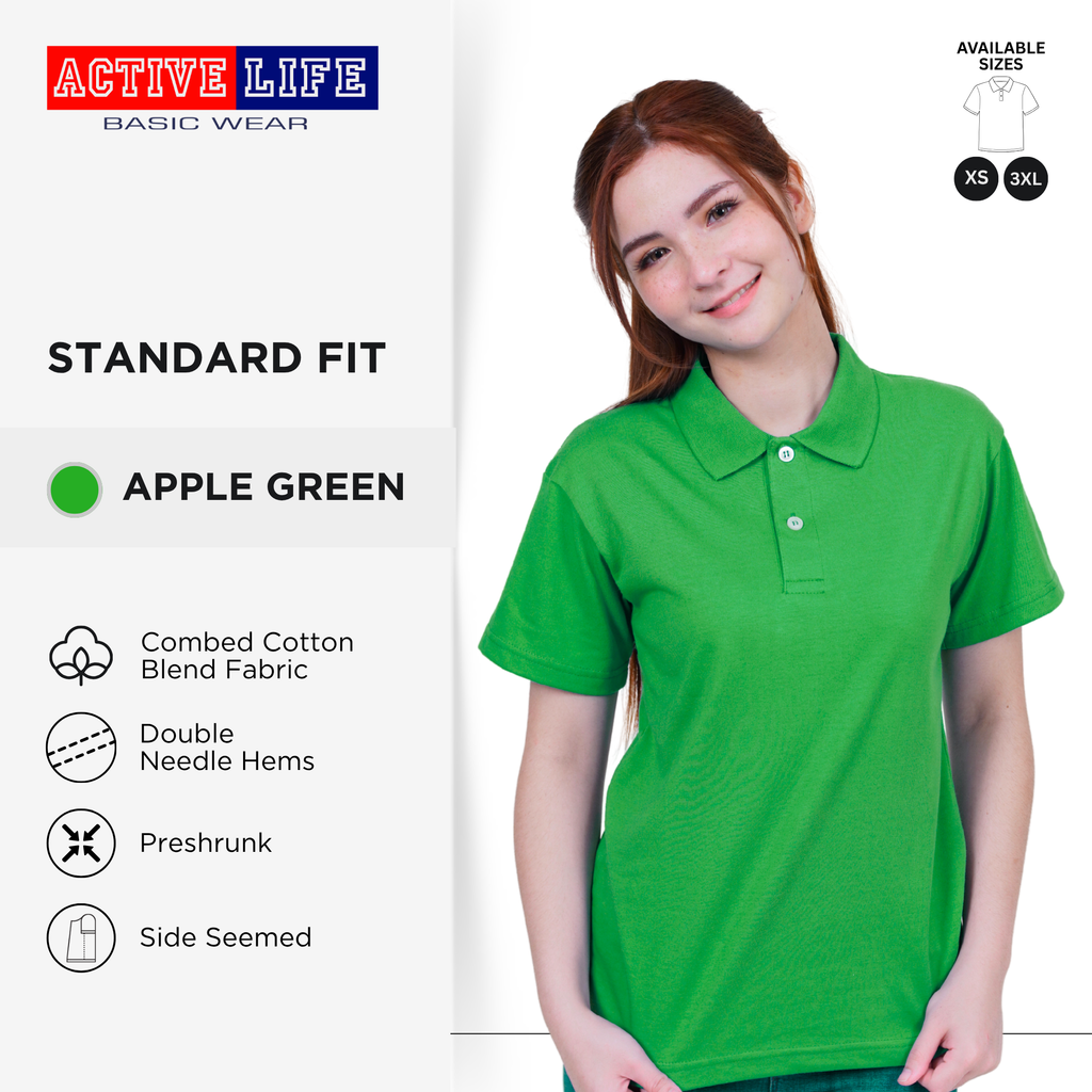 Active Life Unisex Classic Collared Shirt Premium Combed Cotton Shirt XS–3XL | Shades of Blue and Green | Affordable Polo Shirt for Men, Women, Plus-Size and Uniforms