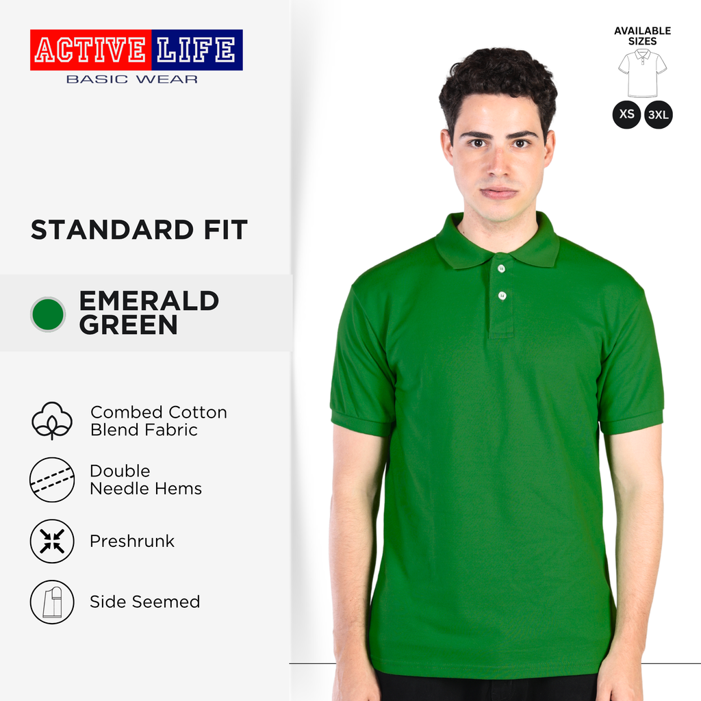Active Life Unisex Classic Collared Shirt Premium Combed Cotton Shirt XS–3XL | Shades of Blue and Green | Affordable Polo Shirt for Men, Women, Plus-Size and Uniforms