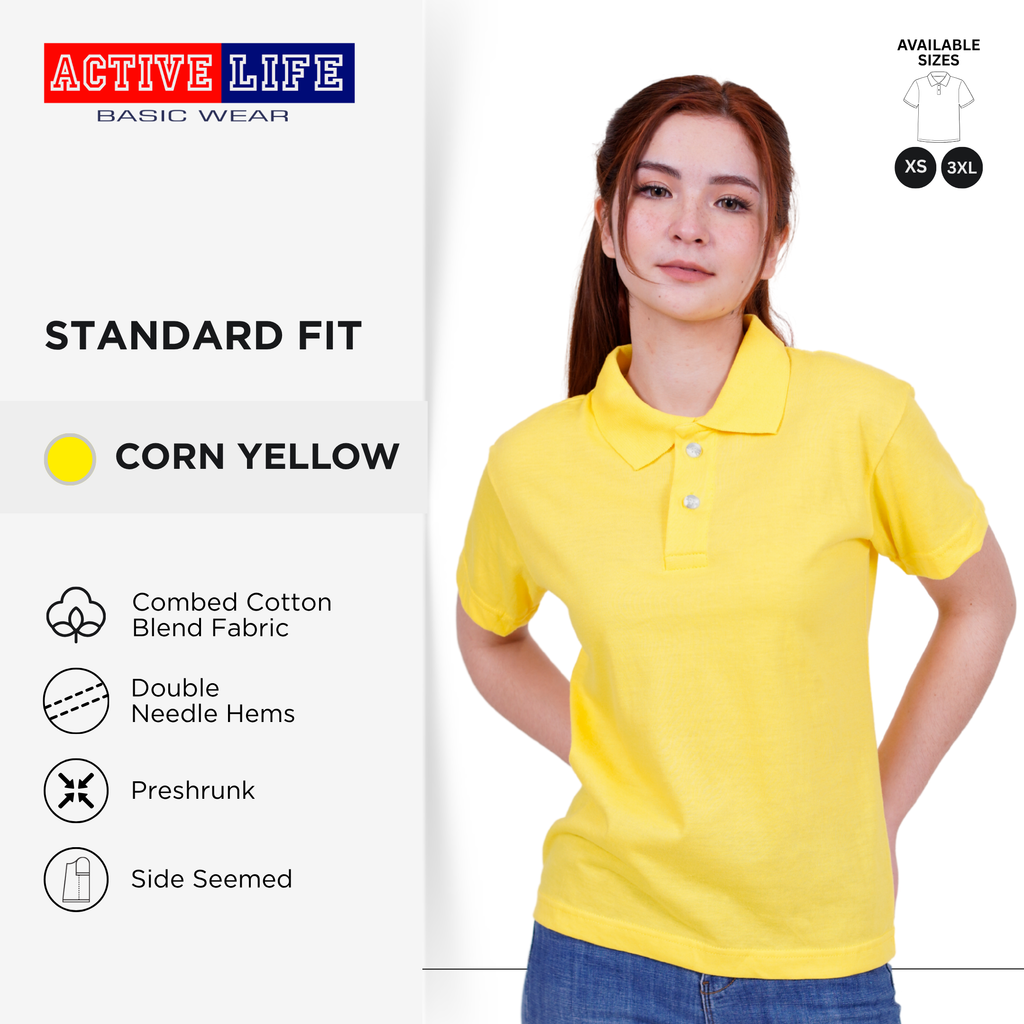 Active Life Unisex Combed Cotton Polo Shirt Classic Fit Yellow Red Series