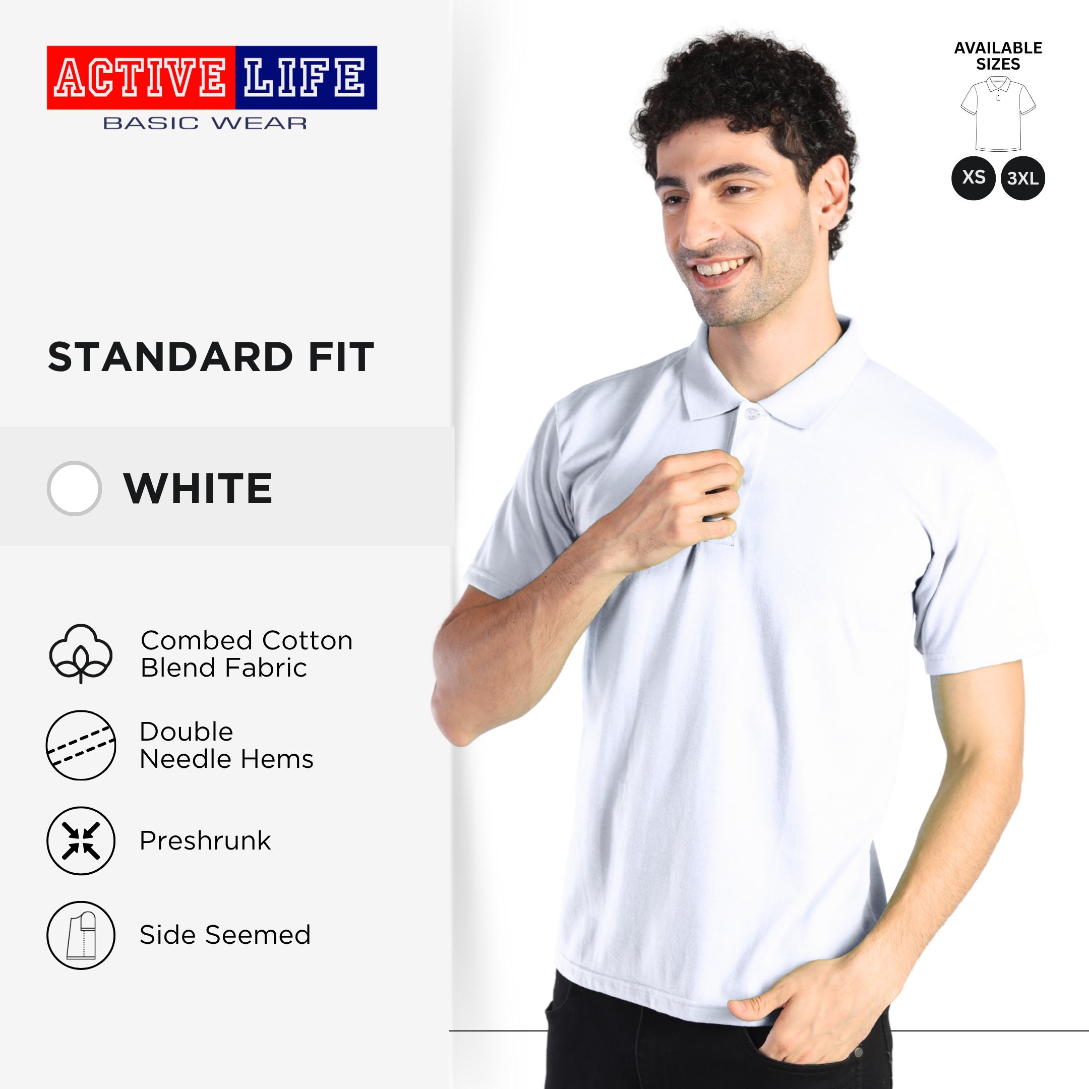 Active Life Unisex Combed Cotton Polo Shirt Classic Fit Violet Neutral Series