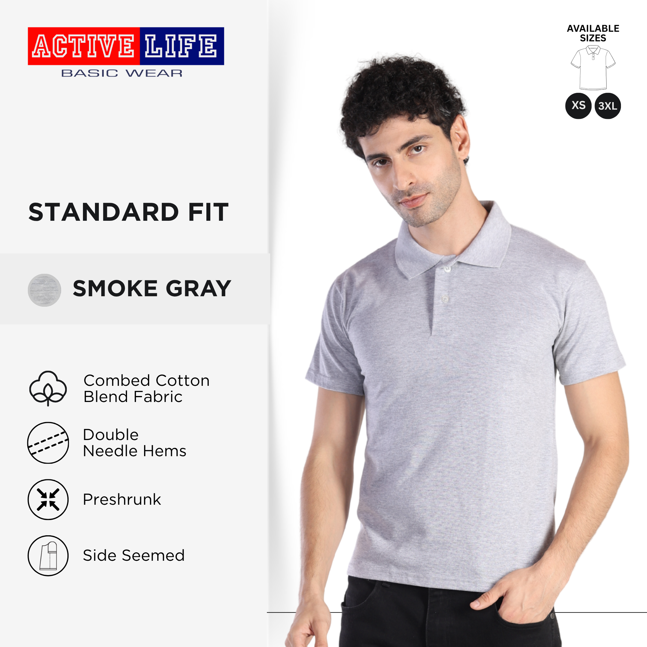 Active Life Unisex Combed Cotton Polo Shirt Classic Fit Violet Neutral Series