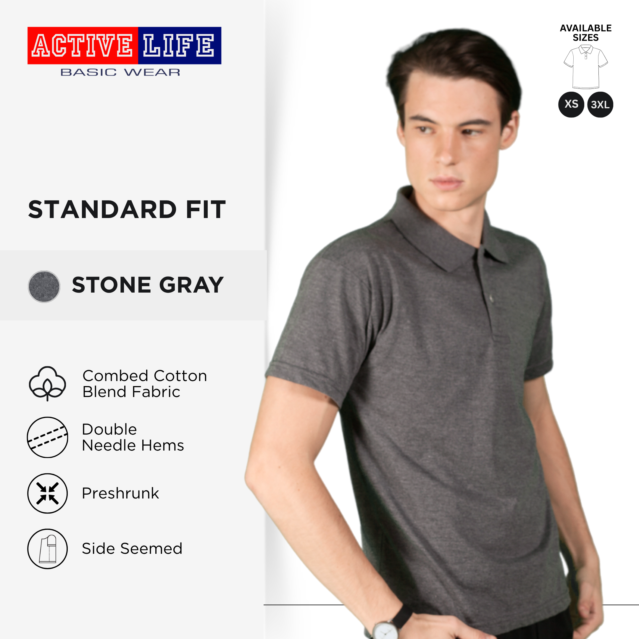 Active Life Unisex Combed Cotton Polo Shirt Classic Fit Violet Neutral Series