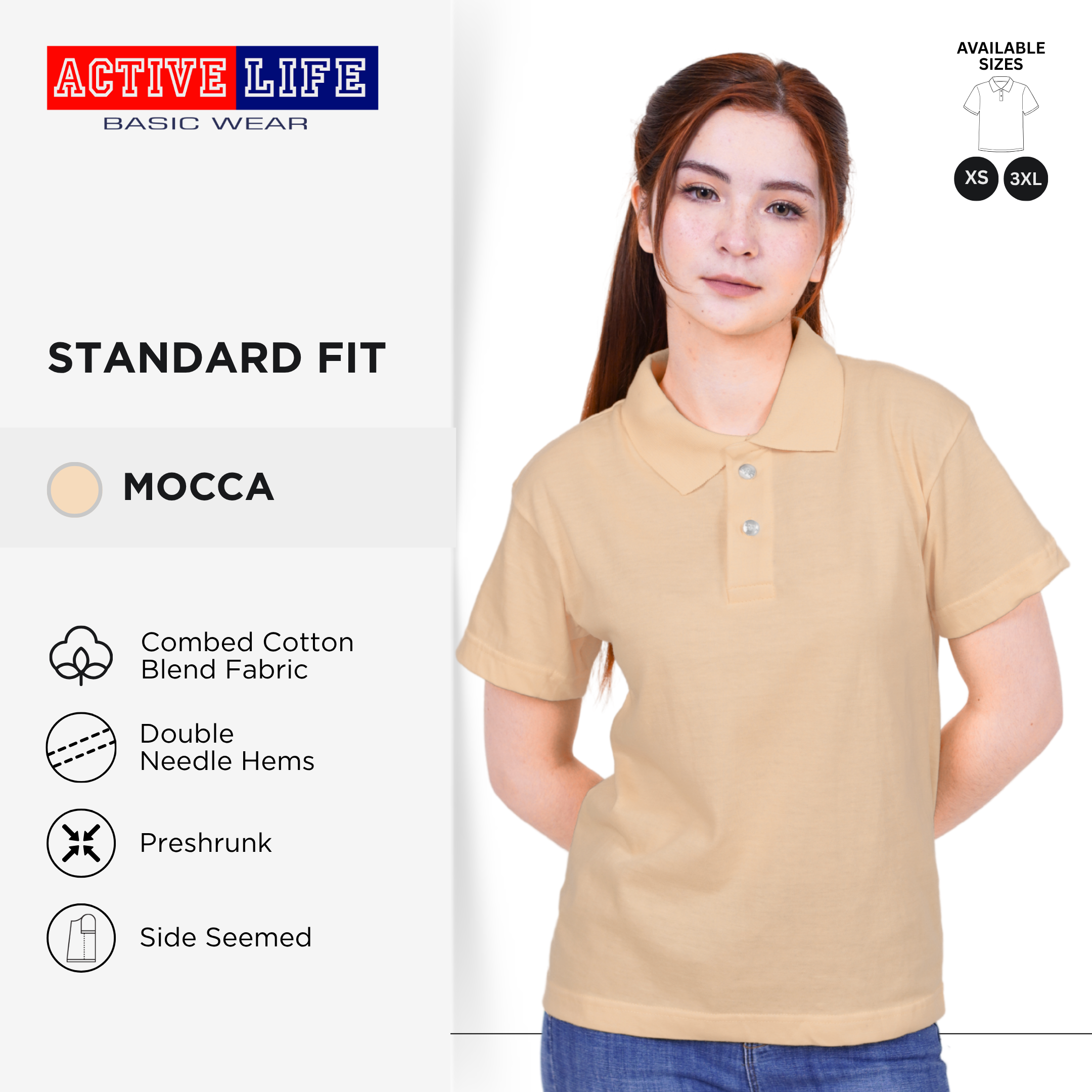 Active Life Unisex Combed Cotton Polo Shirt Classic Fit Violet Neutral Series