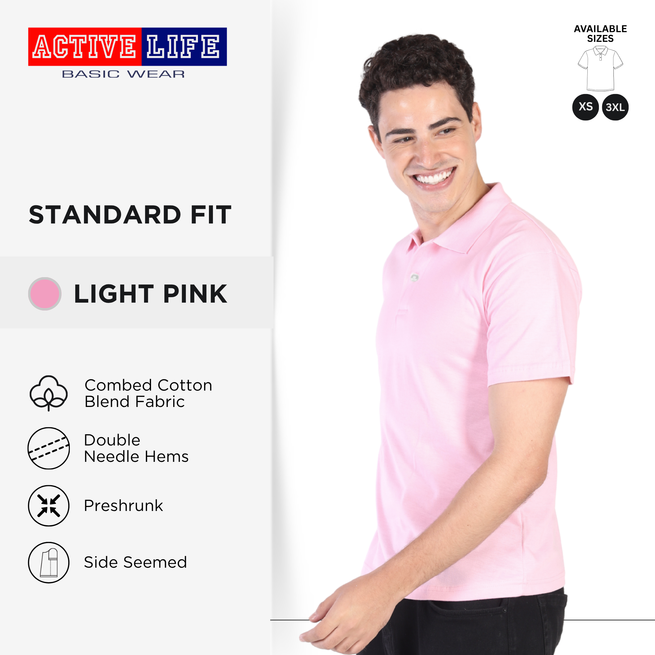 Active Life Unisex Combed Cotton Polo Shirt Classic Fit Violet Neutral Series