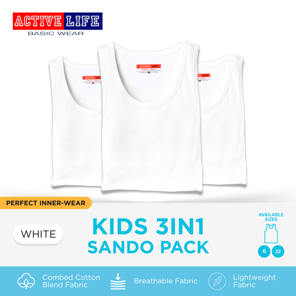 Active Life Kids Plain Sando Sleeveless Shirt Cotton Boys
