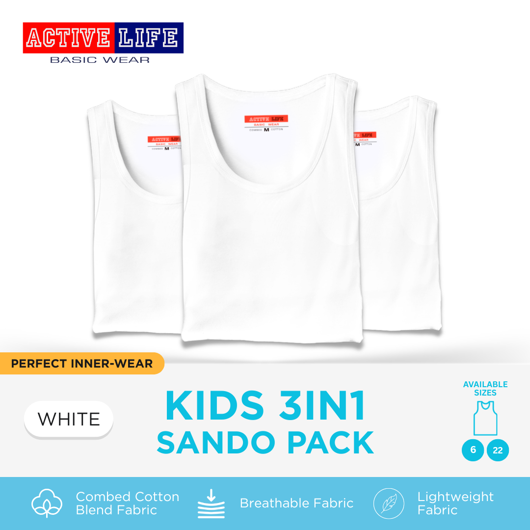 Active Life Kids Plain Sando Sleeveless Shirt Cotton Boys