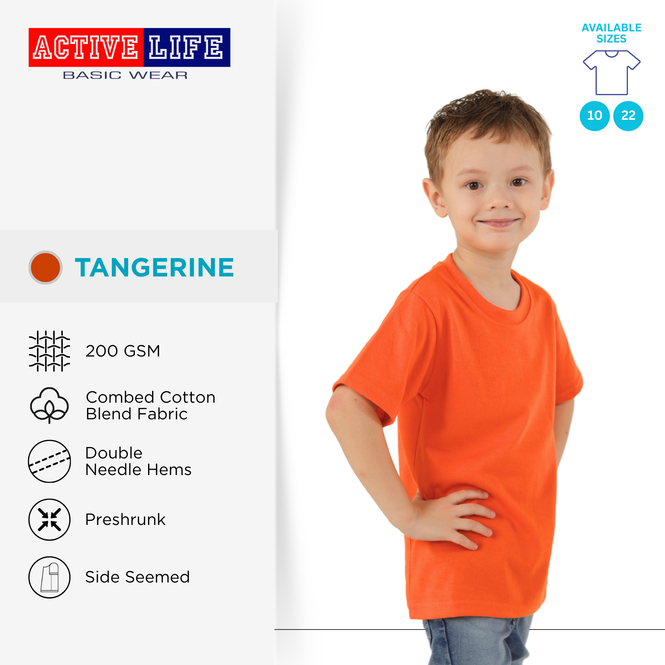 Active Life Kids Round Neck Shirt 11 Colors (Lt. Pink, Coral, Hawaiian, Crimson, Salmon, and more) Affordable Plain Kids T-Shirt | Soft and Comfortable Shirt for Boys and Girls