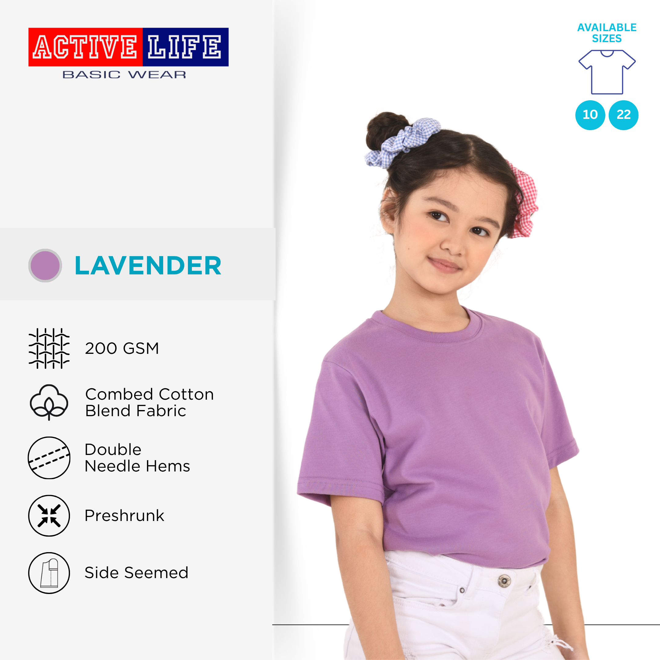 Active Life Kids Round Neck Shirt 11 Colors (Lt. Pink, Coral, Hawaiian, Crimson, Salmon, and more) Affordable Plain Kids T-Shirt | Soft and Comfortable Shirt for Boys and Girls