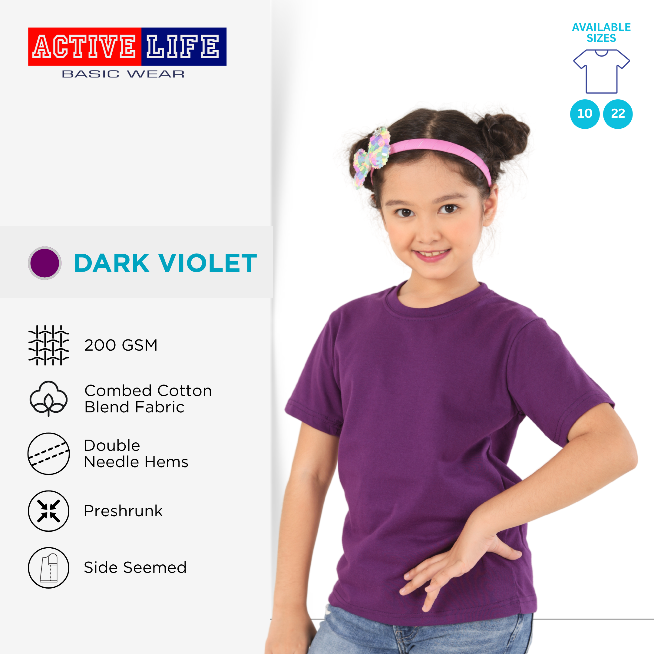 Active Life Kids Round Neck Shirt 11 Colors (Lt. Pink, Coral, Hawaiian, Crimson, Salmon, and more) Affordable Plain Kids T-Shirt | Soft and Comfortable Shirt for Boys and Girls
